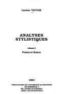 Cover of: Analyses stylistiques