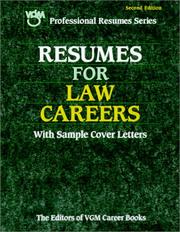 Cover of: Resumes for Law Careers by Editors of VGM Career Books
