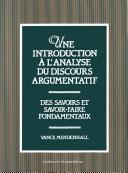 Cover of: Une introduction à l'analyse du discours argumentatif by V. Mendenhall