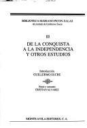 Cover of: De la Conquista a la Independencia y otros estudios