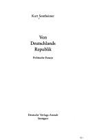 Cover of: Von Deutschlands Republik by Kurt Sontheimer