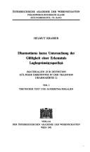 Cover of: Dharmottaras kurze Untersuchung der Gültigkeit einer Erkenntnis Laghuprāmāṇyaparīkṣā: Materialien zur Definition gültiger Erkenntnis in der Tradition Dharmakīrtis 2