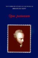 Cover of: Opus postumum