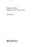 Cover of: Dance as text: ideologies of the baroque body