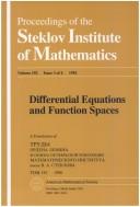 Cover of: Differential equations and function spaces: collection of papers dedicated to the memory of academician Sergei Lʹvovich Sobolev