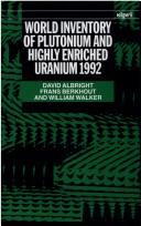 Cover of: World inventory of plutonium and highly enriched uranium, 1992