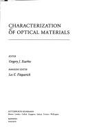 Cover of: Characterization of optical materials