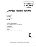 Cover of: Lidar for remote sensing by Richard J. Becherer, Christian Werner, chairs/editors ; sponsored by the European Optical Society (EOS), SPIE--the International Society for Optical Engineering, in cooperation with Freie Universität Berlin.