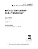 Cover of: Polarization analysis and measurement: 19-21 July 1992, San Diego, California