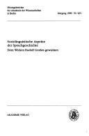 Cover of: Soziolinguistische Aspekte der Sprachgeschichte: dem Wirken Rudolf Grosses gewidmet