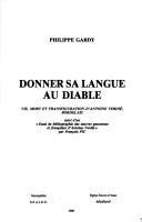 Cover of: Donner sa langue au diable by Philippe Gardy