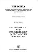Cover of: Landverteilung und sozialer Frieden im archaischen Griechenland
