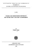Cover of: Studien zum süddeutschen Wortschatz des Reitens vom 16. bis zum 18. Jahrhundert