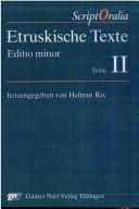 Etruskische Texte: Editio minor (Reihe A, Altertumswissenschaftliche Reihe) (German Edition) by Helmut Rix