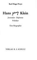 Cover of: Hans Johnny Klein: Journalist, Diplomat, Politiker : eine Biographie