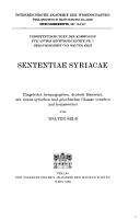 Cover of: Sententiae Syriacae