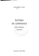 Cover of: Lettres de confiance à Jean Morand: 1938-1957