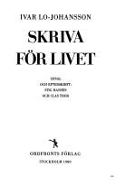 Cover of: Skriva för livet by Ivar Lo-Johansson