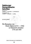 Cover of: Die Rezeption von Denis Diderot (1713-1784) in Österreich zwischen 1750 und 1850 by Dietgard Grimmer