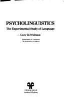 Cover of: Psycholinguistics: the experimental study of language