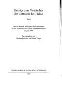 Cover of: Beiträge zum Verständnis der Germania des Tacitus: Bericht über die Kolloquien der Kommission für die Altertumskunde Nord- und Mitteleuropas im Jahr 1986