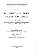 Cover of: Salisbury-Balfour correspondence: letters exchanged between the third Marquess of Salisbury and his nephew Arthur James Balfour, 1869-1892