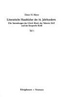 Literarische Hausbücher des 16. Jahrhunderts by Dieter H. Meyer