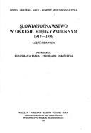 Cover of: Słowianoznawstwo w okresie międzywojennym 1918-1939