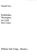 Cover of: Rückläufiges Wortregister zur Lyrik Paul Celans