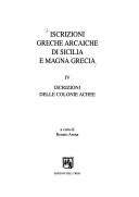 Cover of: Iscrizioni greche arcaiche di Sicilia e Magna Grecia