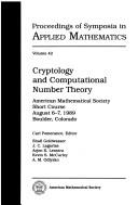 Cover of: Cryptology and computational number theory