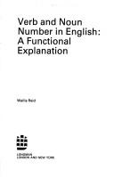 Cover of: Verb and noun number in English: a functional explanation