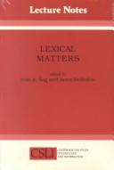 Cover of: Lexical matters