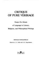 Cover of: Critique of pure verbiage by F. R. H. Englefield