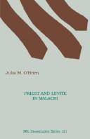 Cover of: Priest and Levite in Malachi by Julia M. O'Brien