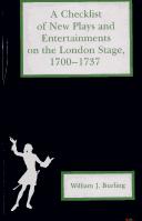 Cover of: A checklist of new plays and entertainments on the London stage, 1700-1737