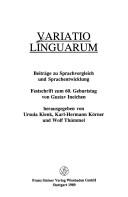 Cover of: Variatio linguarum by herausgegeben von Ursula Klenk, Karl-Hermann Körner und Wolf Thümmel.