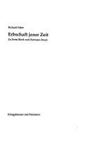 Cover of: Erbschaft jener Zeit: zu Ernst Bloch und Hermann Broch