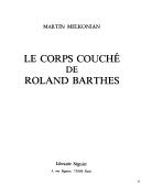 Cover of: Le corps couché de Roland Barthes