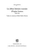 Cover of: Les débuts littéraires roumains d'Eugène Ionesco (1926-1940)