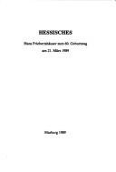 Cover of: Hessisches: Hans Friebertshäuser zum 60. Geburtstag am 21. März 1989.