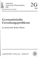Germanistische Forschungsprobleme by Walter Dietze, Hans-Heinz Emons