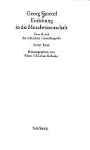 Cover of: Einleitung in die Moralwissenschaft: eine Kritik der ethischen Grundbegriffe