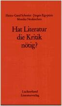 Cover of: Hat Literatur die Kritik nötig?