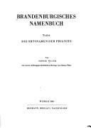 Cover of: Die Ortsnamen der Prignitz
