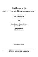 Cover of: Einführung in die neuere deutsche Literaturwissenschaft: ein Arbeitsbuch