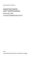 Cover of: Dimensionen des Verstehens: der Ort der Literaturwissenschaft