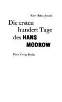 Die ersten hundert Tage des Hans Modrow by Karl-Heinz Arnold