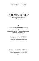Cover of: Le français parlé: études grammaticales