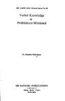 Verbal knowledge in Prābhākara-Mīmāṁsā by Rajendra Nath Sarma